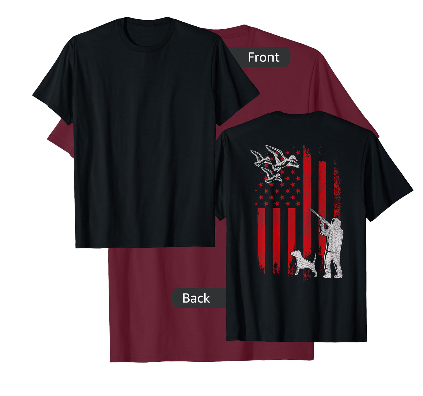 Duck Bird Hunter Distressed USA American Flag Hunting Squad T-Shirt for Women Kids Men