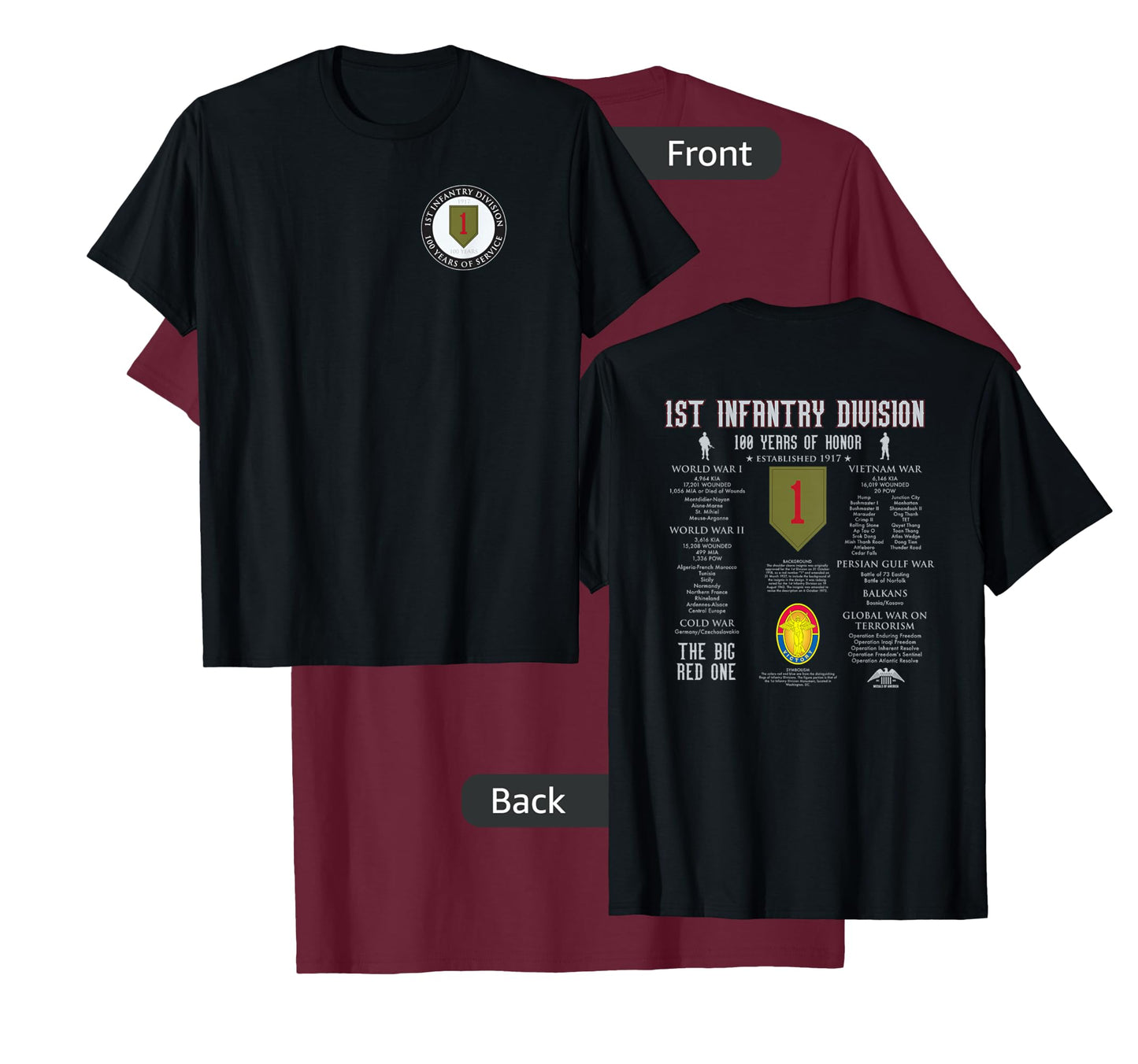 1st Infantry Division 100 Years of Honor T-Shirt