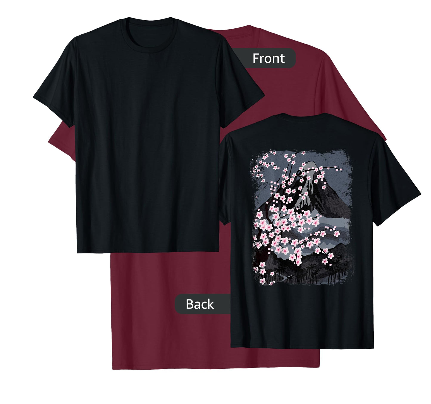 Japanese Beautiful Cherry Blossom with Mount Fuji (on back) T-Shirt
