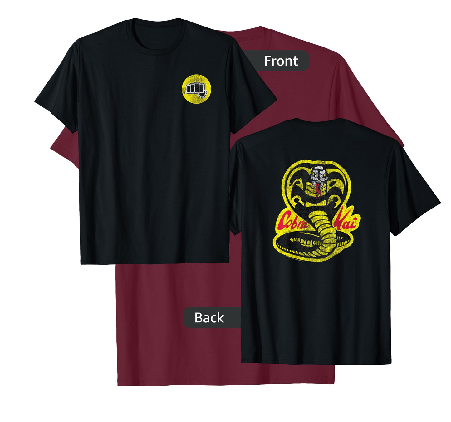 The Karate Kid Front Back Cobra Kai Yellow Fist Movie T-Shirt