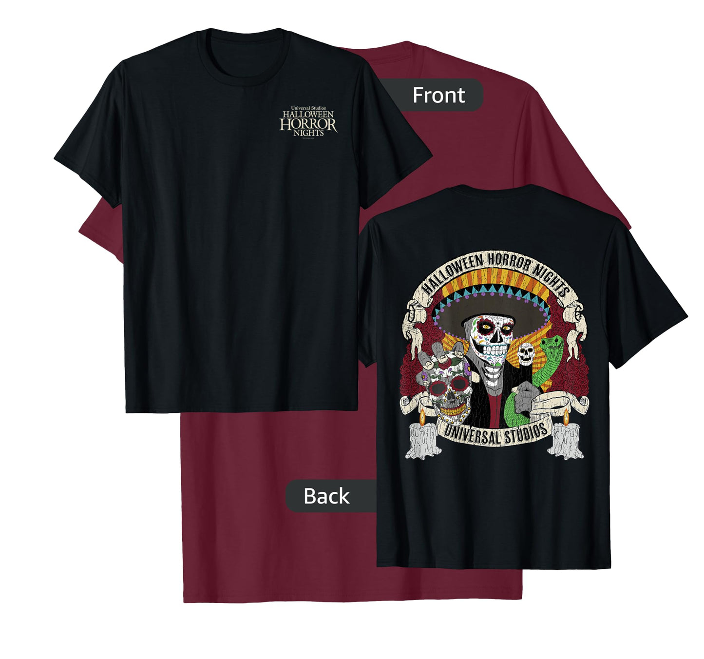 Halloween Horror Nights HHN Dia De Los Muertos Front & Back T-Shirt