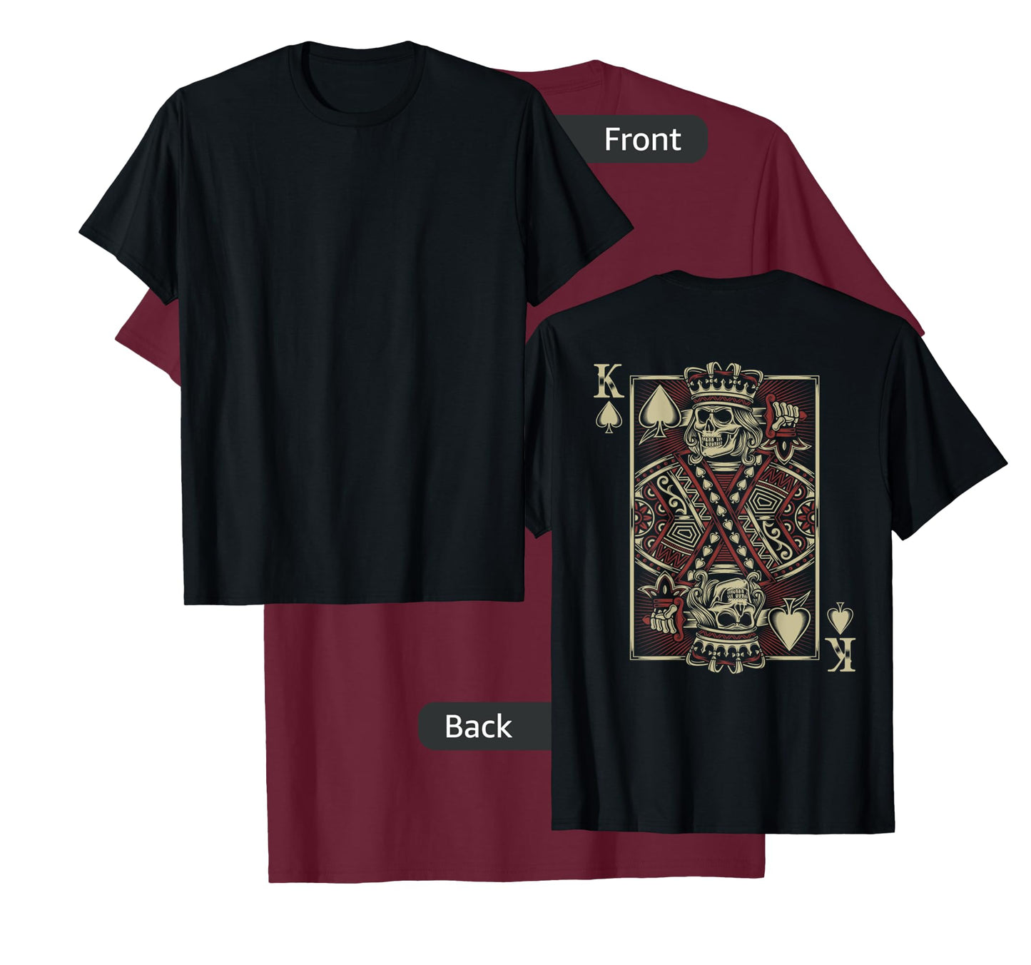 Skull Motorcycle Shirt Biker King of Spades Poker Card Game