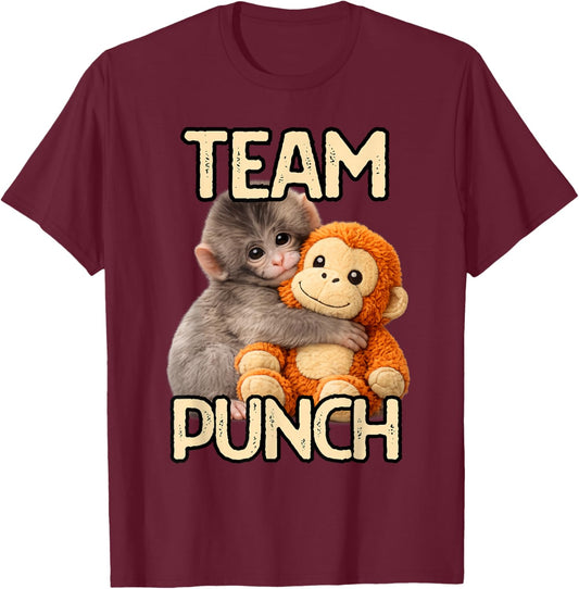 Vintage Retro Team Punch Monkey T-Shirt - T-Shirt | Maroon