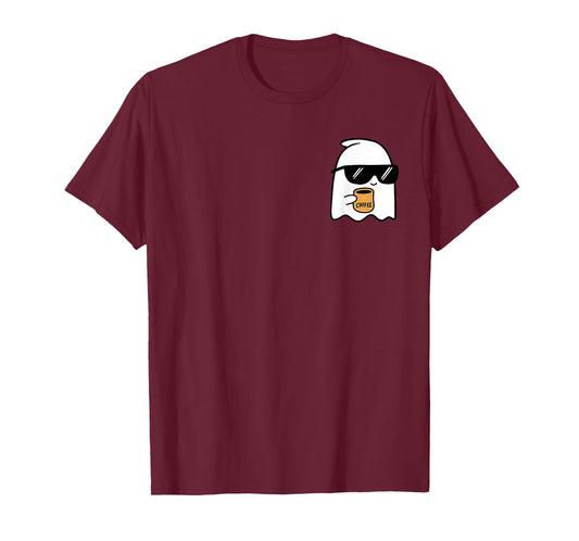 Cute Ghost Drinking Coffee Halloween Ghost Coffee T-Shirt