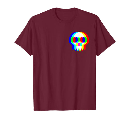 Funny Skull Trippy Vaporwave Halloween Techno Rave EDM Music T-Shirt