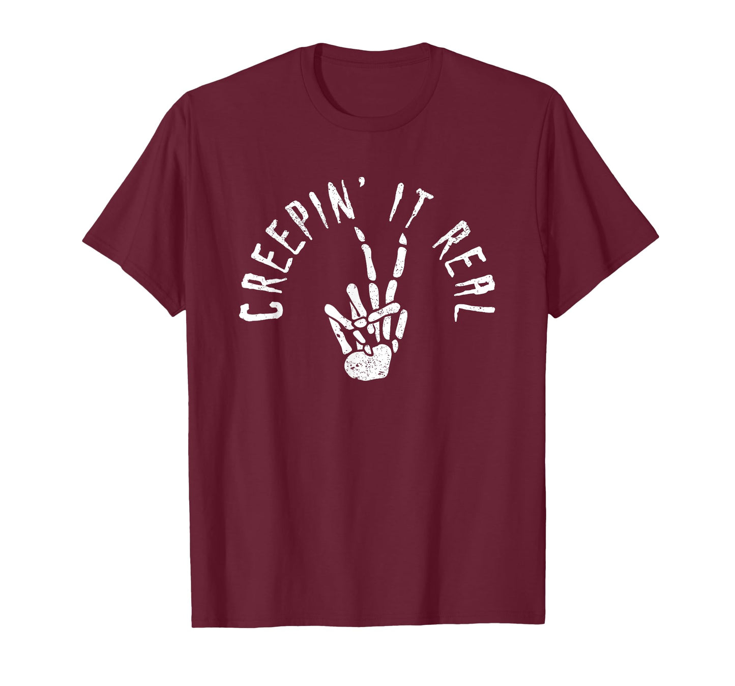 Creepin' It Real Funny Halloween Skeleton Bone Hand Sign T-Shirt