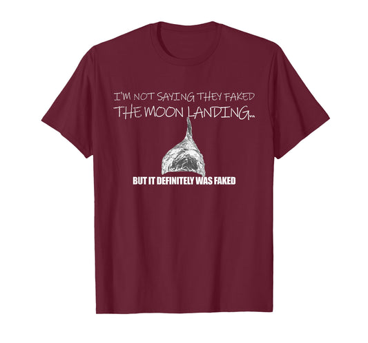 Fake Moon Landing Conspiracy Theory Tin Foil Hat T-Shirt