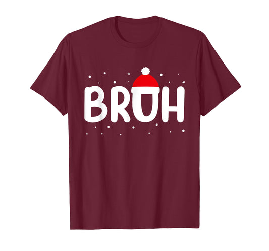 Bruh Christmas Shirt Kids Teens Boys Funny Christmas T-Shirt