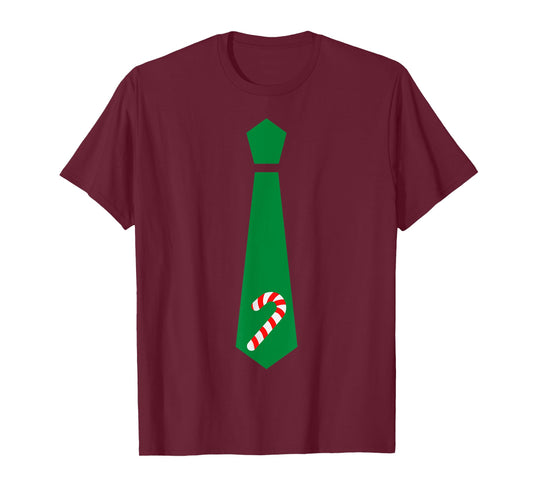 Funny Christmas Tie Candy Cane Graphic Minimalist T-Shirt