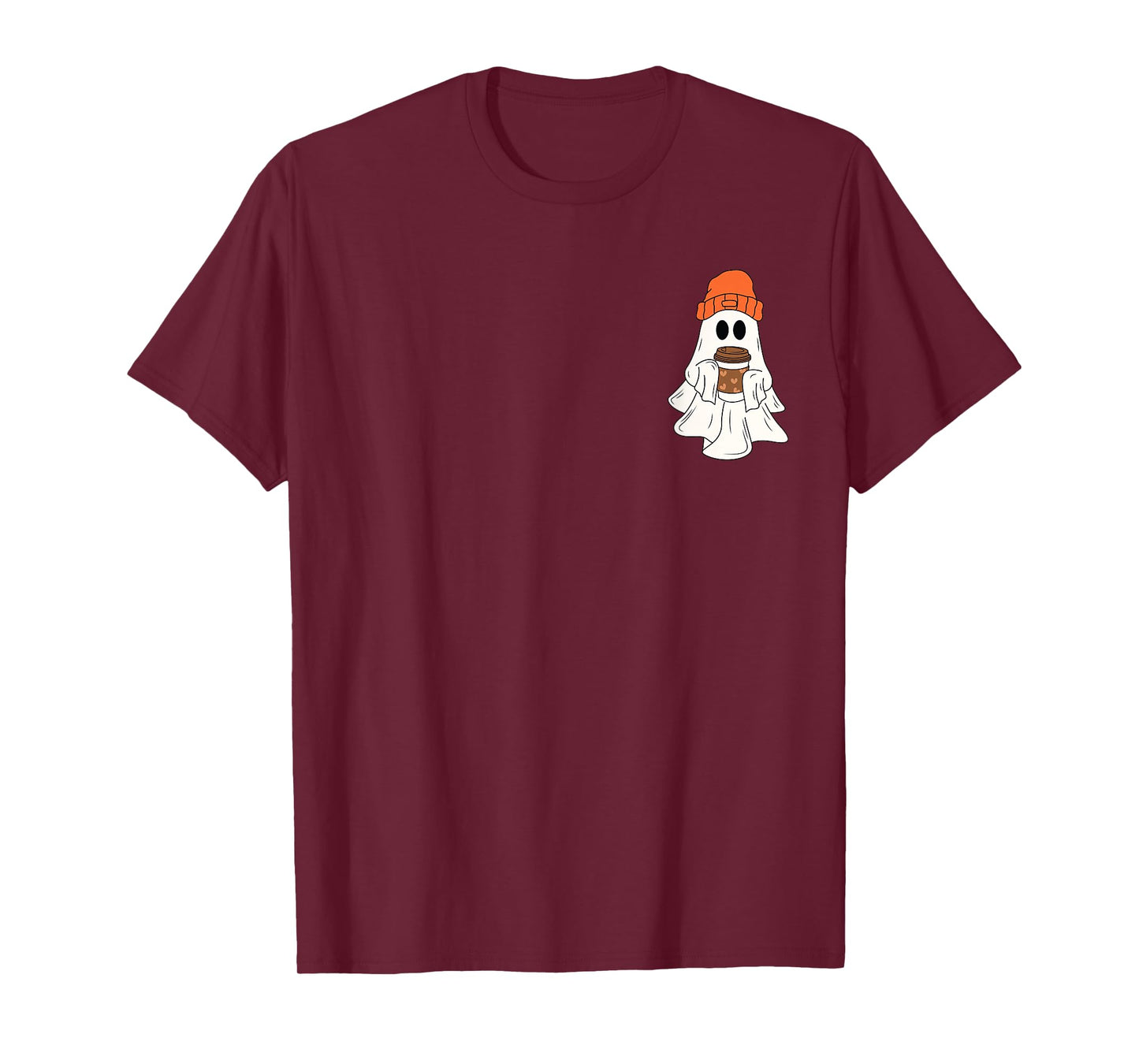Cute Ghost Drinking Coffee Halloween Ghost Coffee Lover T-Shirt