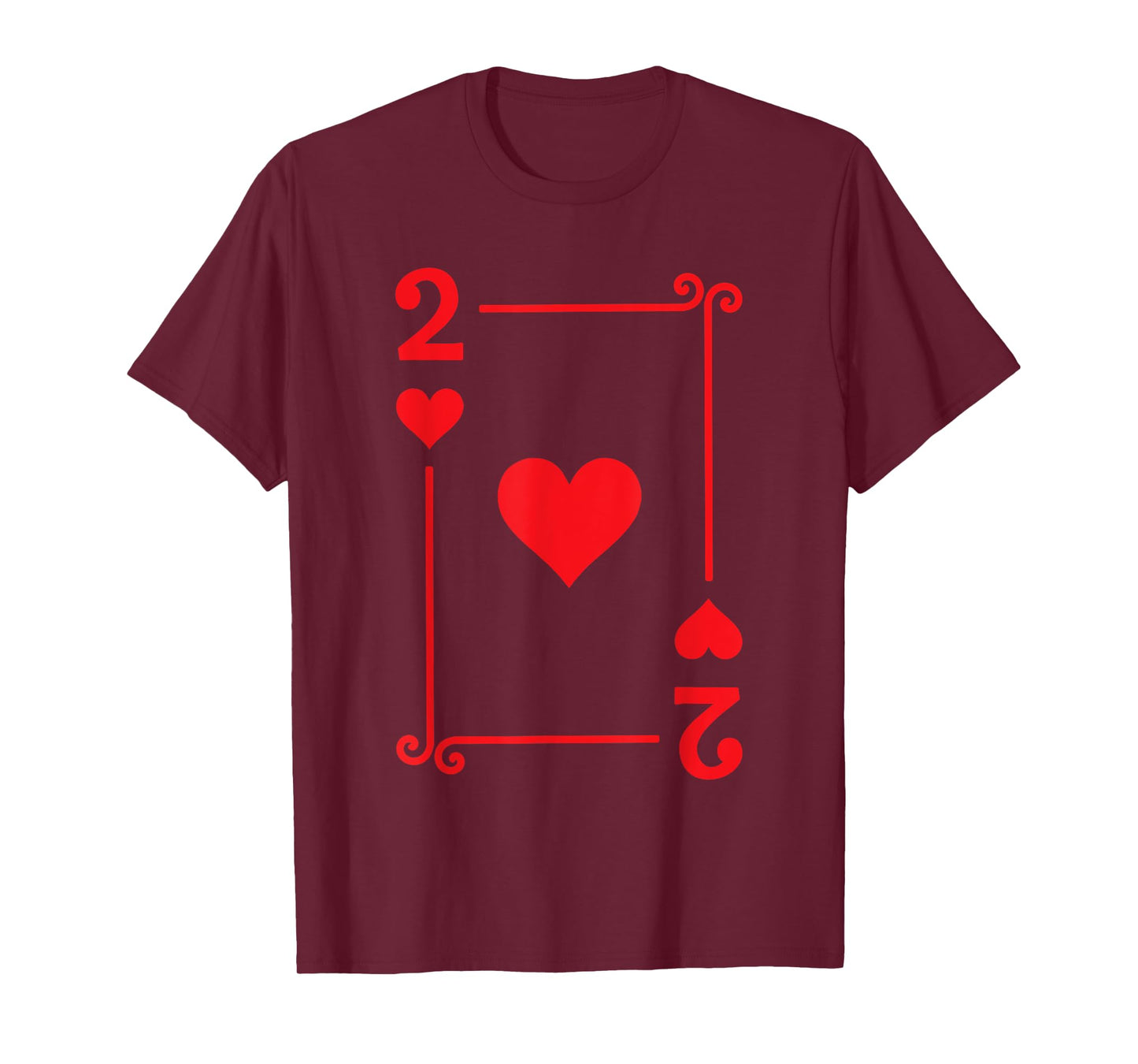 Playing Card Costume Tees - 2 Hearts Card - Two Card T-Shirt