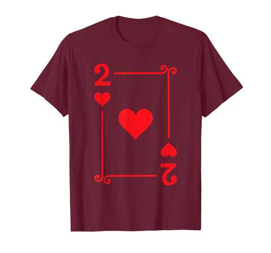 Playing Card Costume Tees - 2 Hearts Card - Two Card T-Shirt