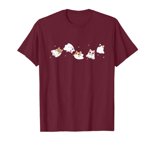 Cat Ghost Halloween Costume Spooky Cute Kawaii Animal T-Shirt