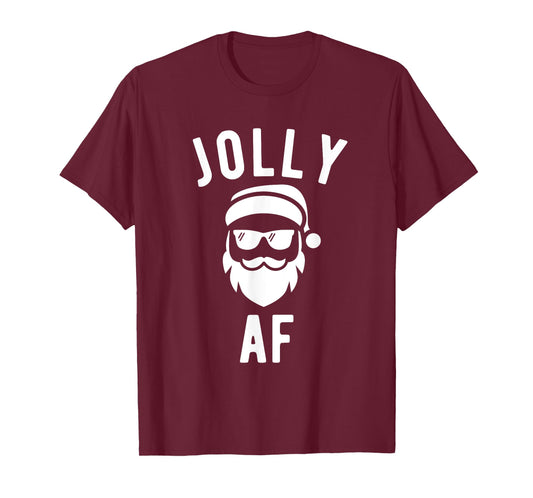 Jolly AF T Shirt Funny Christmas Santa Sunglasses Tshirt T-Shirt