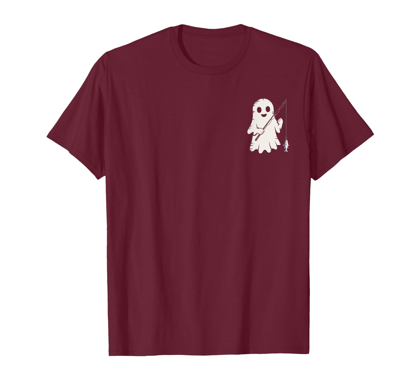 Spooky Ghost Fishing Retro Halloween Costume Boys Fisher T-Shirt