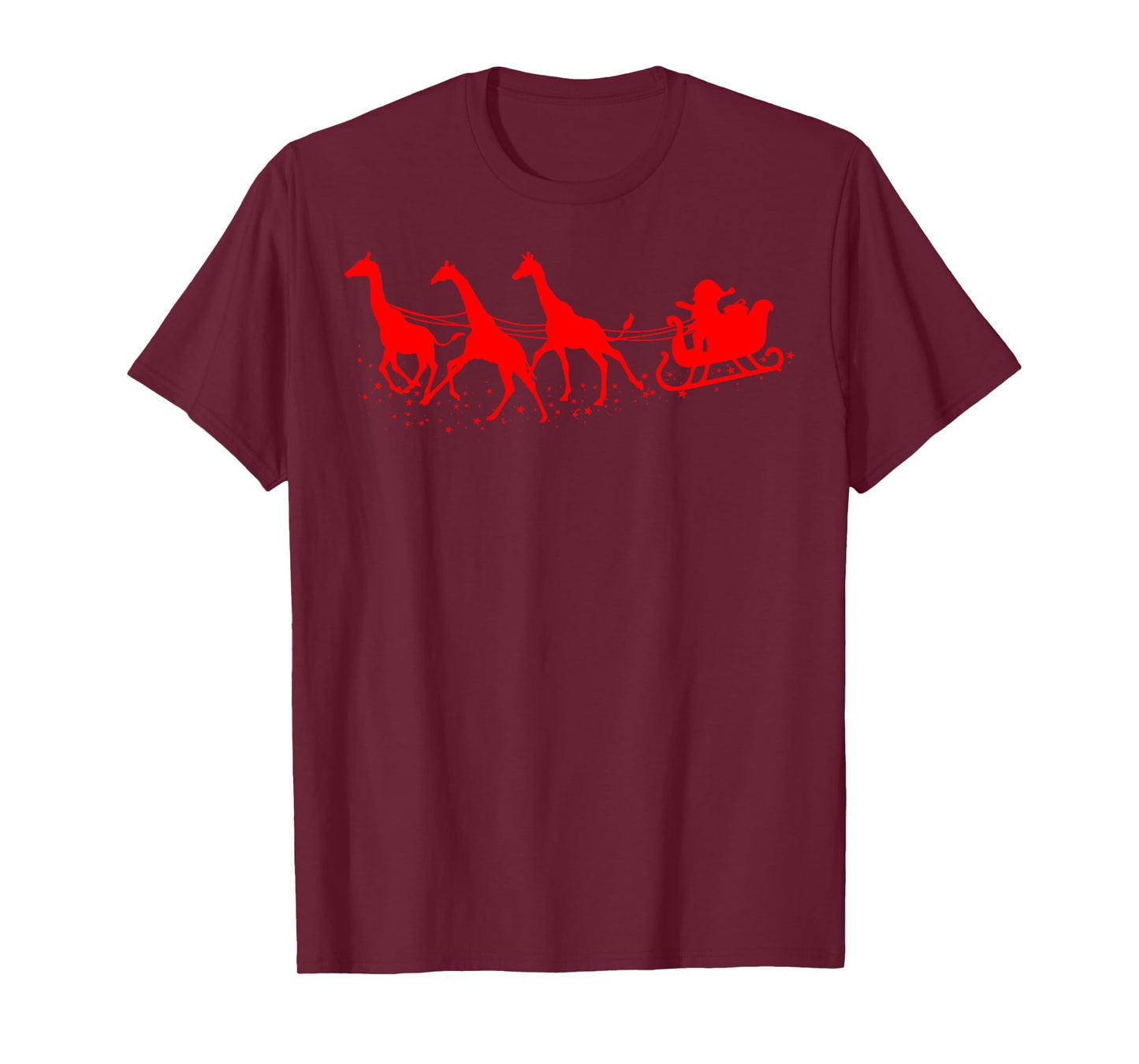 Santa Sleigh Giraffe Christmas | Camelopard Fans Gift T-Shirt