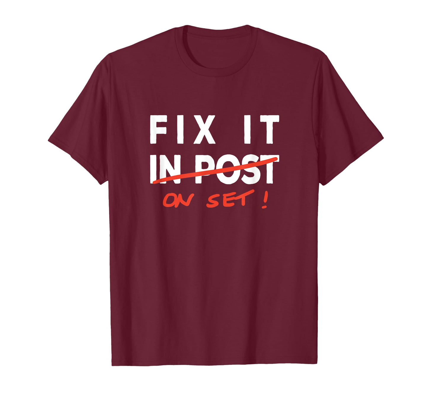 Film Making TV Set Editor Cinematographer Shirts Fix it in Post - Fix it on Set Funny Film TV Crew Editor VFX T-Shirt Unisex-Adults Black Short Sleeve Classic Fit Cotton 60% Polyester 40% Size Small