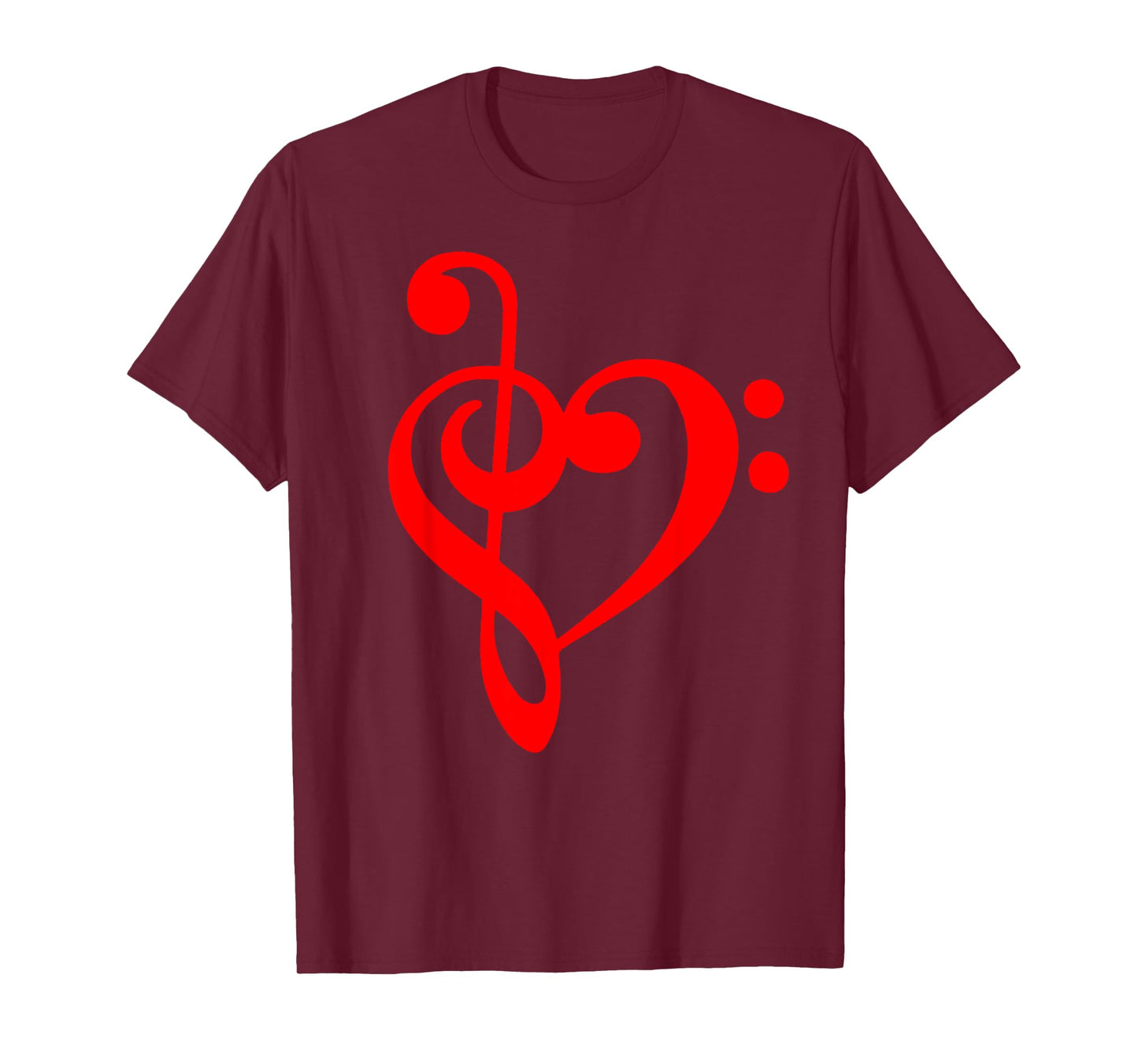 Nerdy Clef Notes Heart Love Music Musician Band Geek Red T-Shirt
