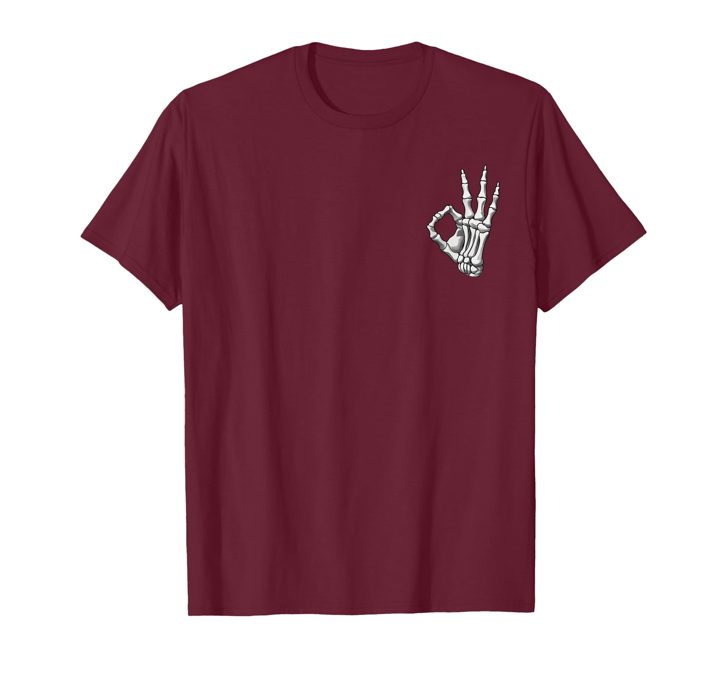 Skeleton Hand OK Sign Retro Halloween Pocket Men Women Girl T-Shirt