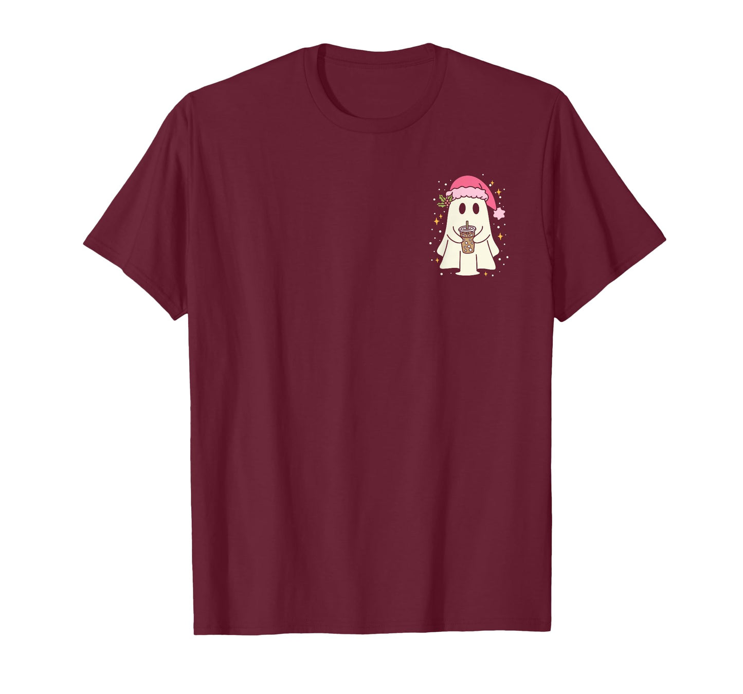 Cute Christmas Ghost Iced Coffee T-Shirt