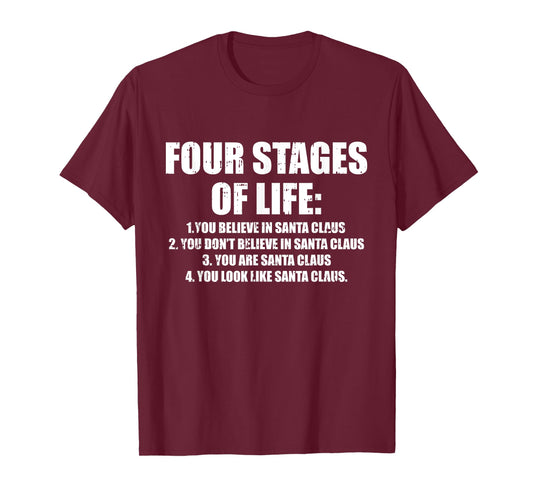 Four Stages of Life Santa Christmas Funny X-Mas Humor Men T-Shirt