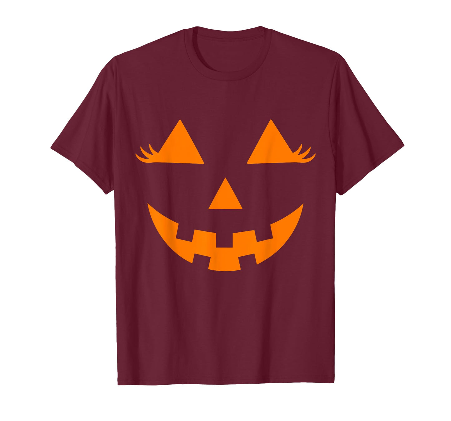 Jack O Lantern Face Pumpkin Eyelashes Hallowen Costume Funny T-Shirt