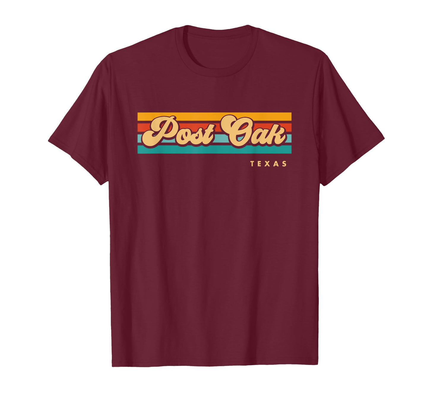 Vintage Sunset Stripes Post Oak, Texas T-Shirt