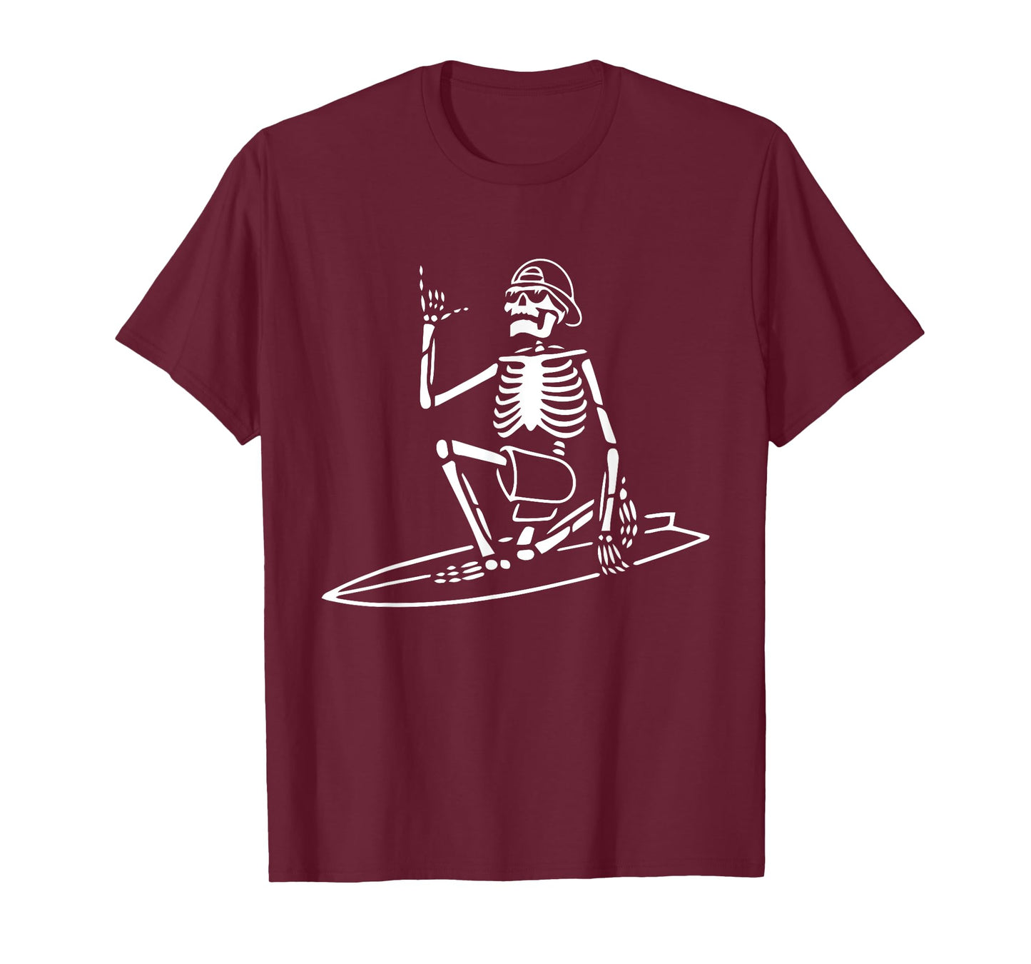 Skeleton Surfing Lazy Halloween Costume Skull Bones Surfer T-Shirt