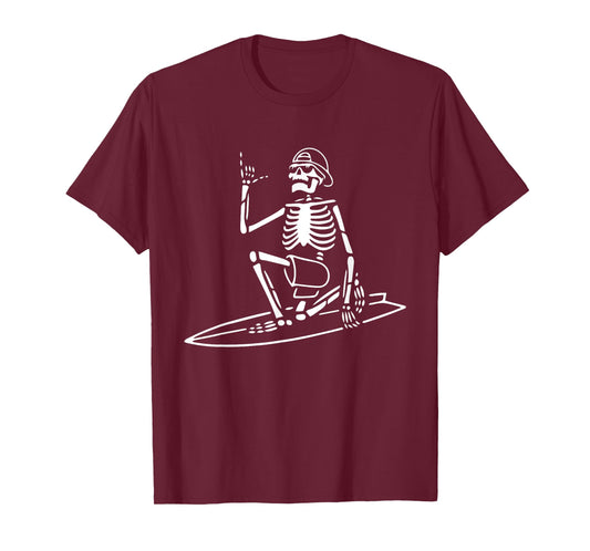Skeleton Surfing Lazy Halloween Costume Skull Bones Surfer T-Shirt