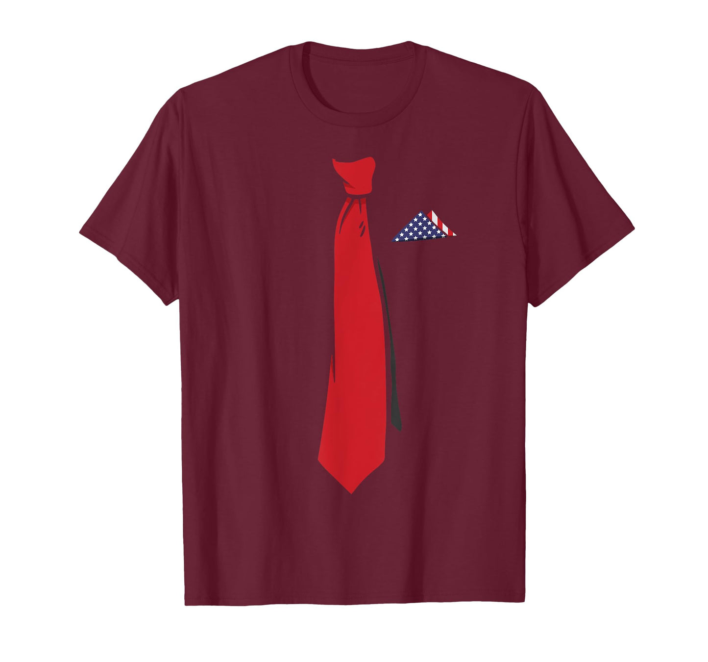 Trump 2024 Red Tie US Flag Handkerchief Patriotic Women Men T-Shirt