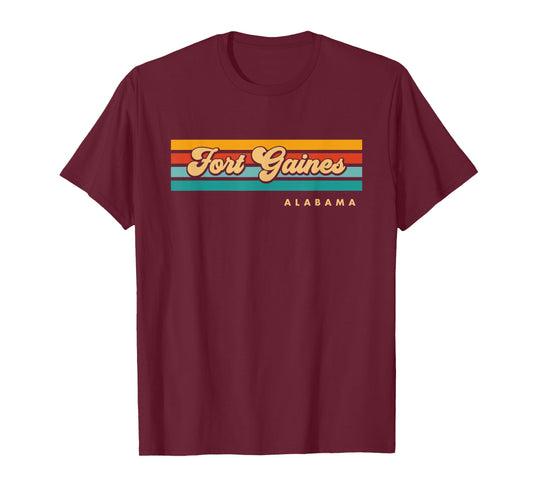 Vintage Sunset Stripes Fort Gaines, Alabama T-Shirt