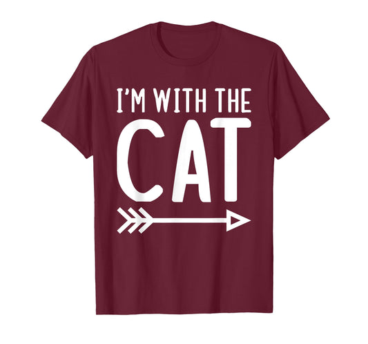 I'm With The Cat Funny Matching Halloween Couple Costume T-Shirt for Men Women Kids