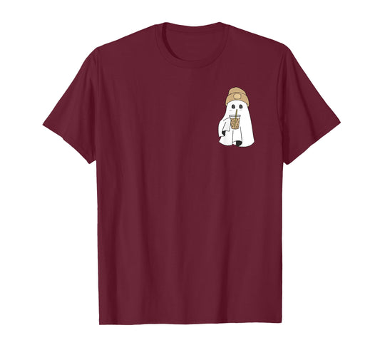 Spooky Season Cute Retro Ghost Ice Coffee Halloween Costume T-Shirt