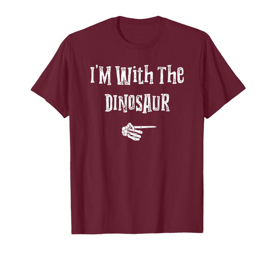 I'm With Dinosaur Halloween Costume Funny Couples Matching T-Shirt