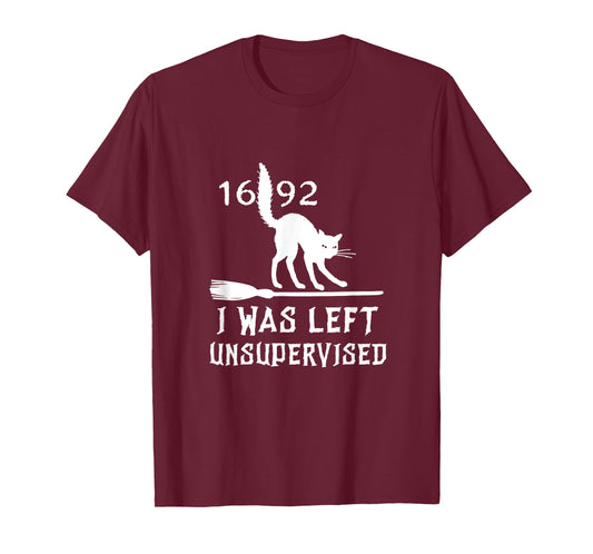 Halloween 1692 Cat I was left unsupervised Salem Witch Trial T-Shirt