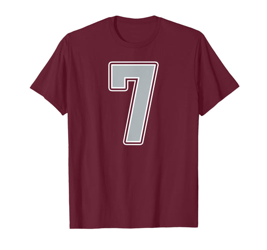 Silver Black White Number 7 Jersey Player Uniform #7 T-Shirt
