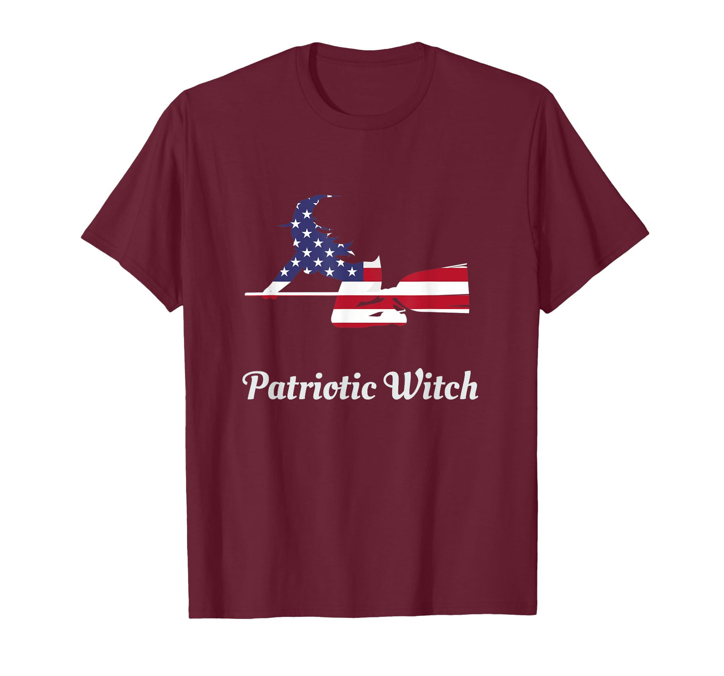 Halloween Patriotic Witch T Shirt - USA American Flag Tee Women Kids Men T-Shirt
