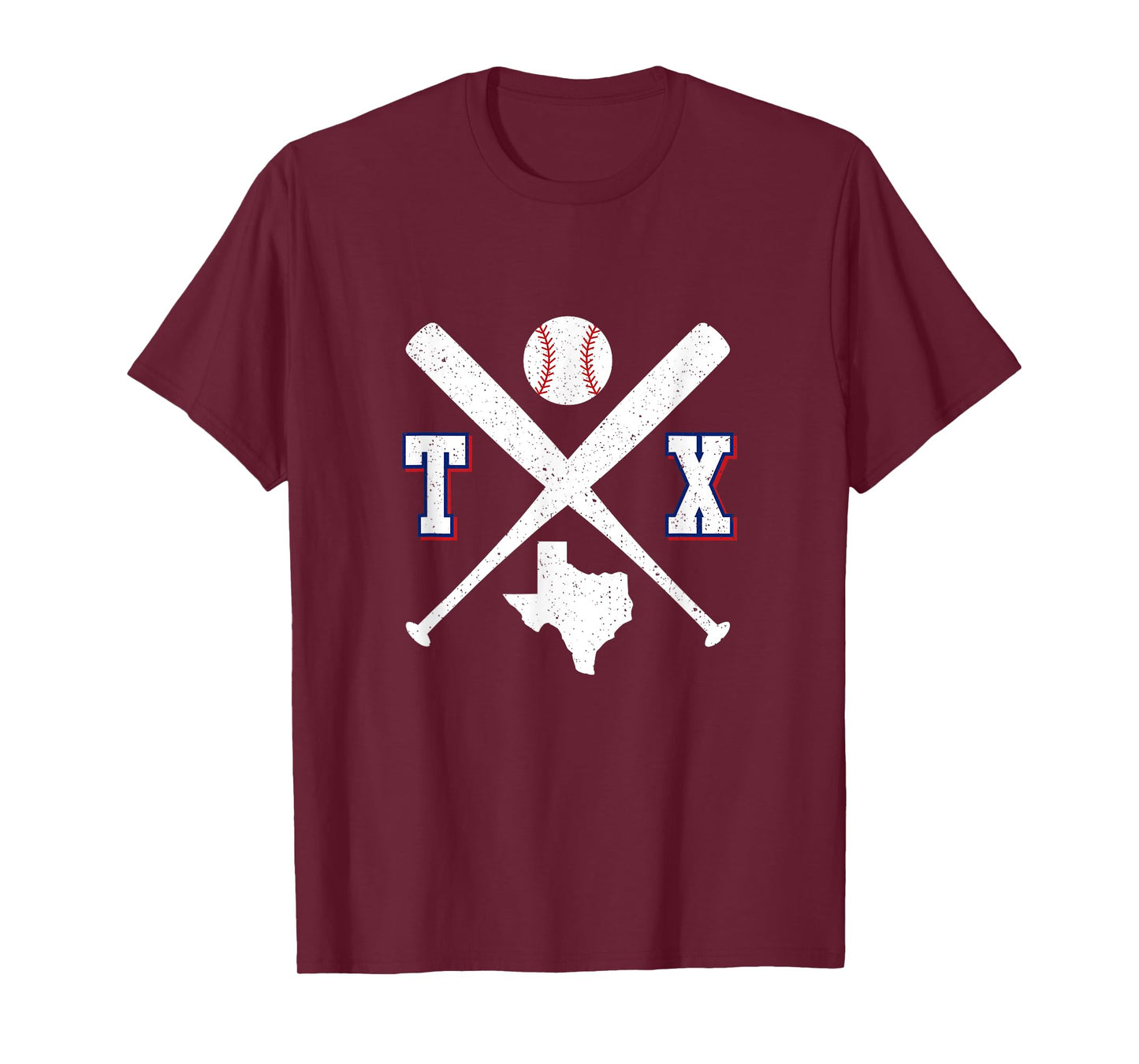 Texas Map TX Sport Vintage Baseball Bats T-Shirt