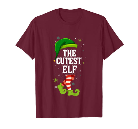 Kids Cutest Elf Matching Family Group Christmas T-Shirt