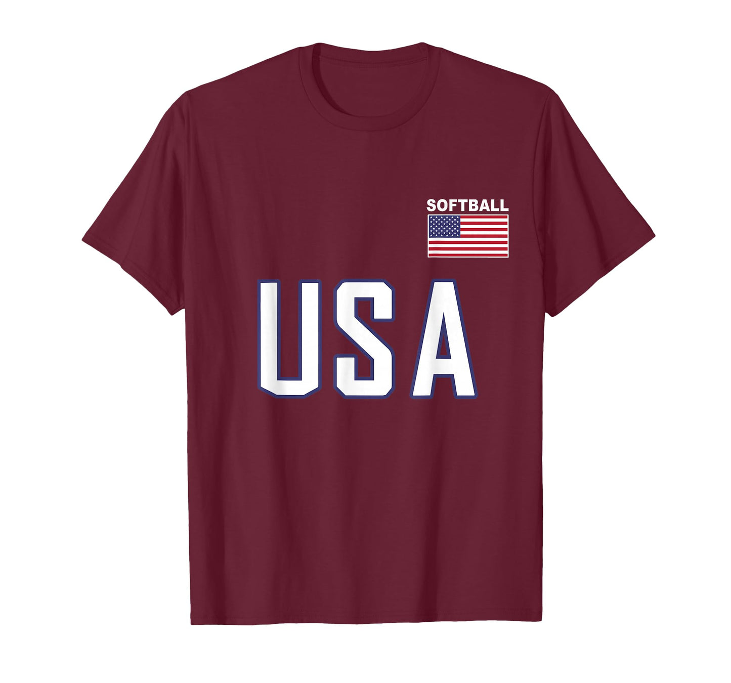 USA Flag Softball T-Shirt Pocket Team Jersey Gift Top Tee T-Shirt