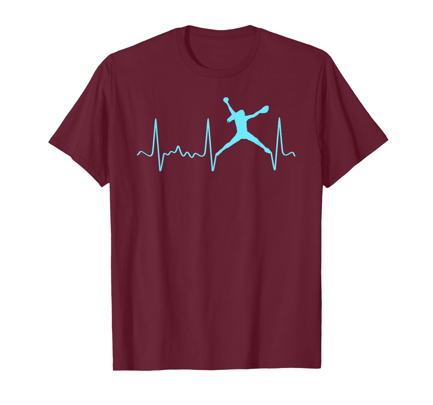 Light Blue Softball Pitcher Heartbeat - Fastpitch Softball T-Shirt