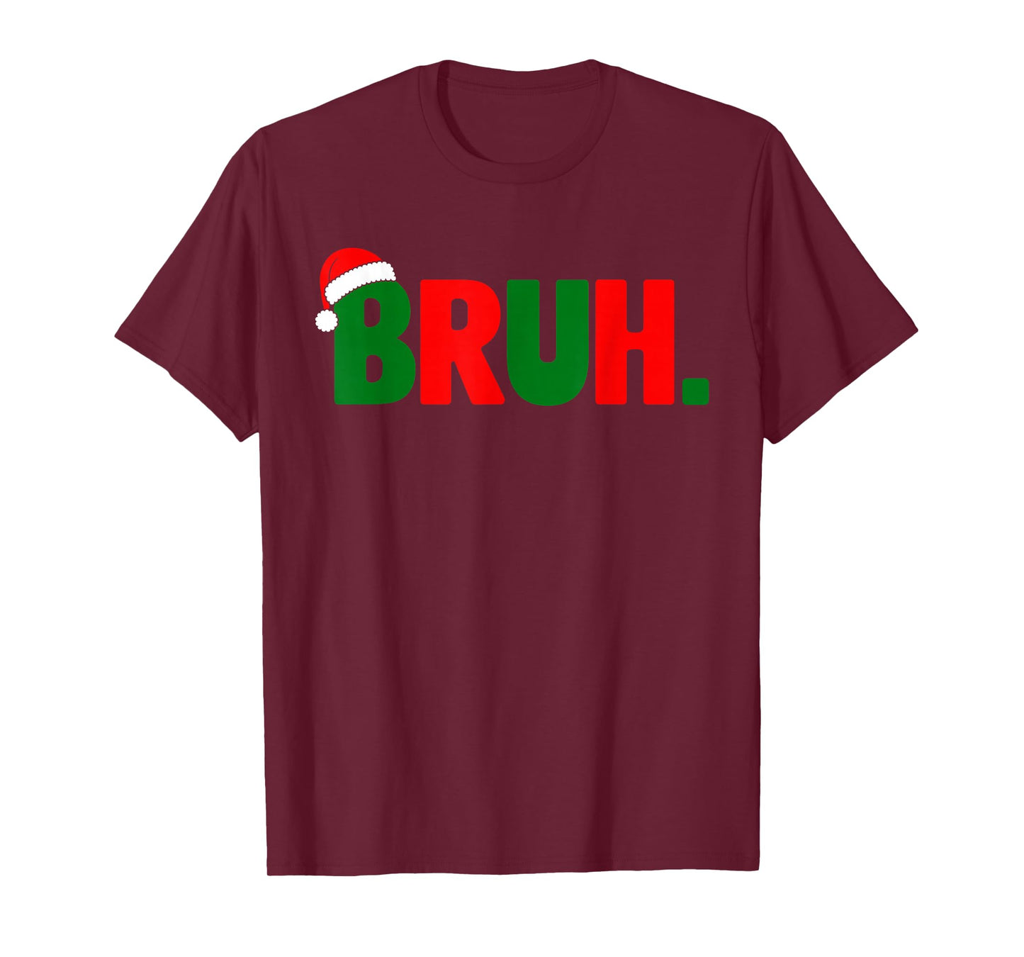 Bruh Funny Christmas Red Green Plaid Teens Xmas Pajamas T-Shirt