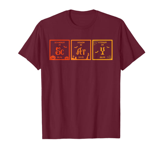 Scary Halloween Periodic Table of Elements Chemistry Lover T-Shirt