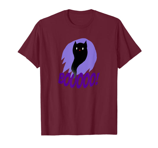 BOOOOO Halloween Cat Ghost Purple Halloween T-Shirt