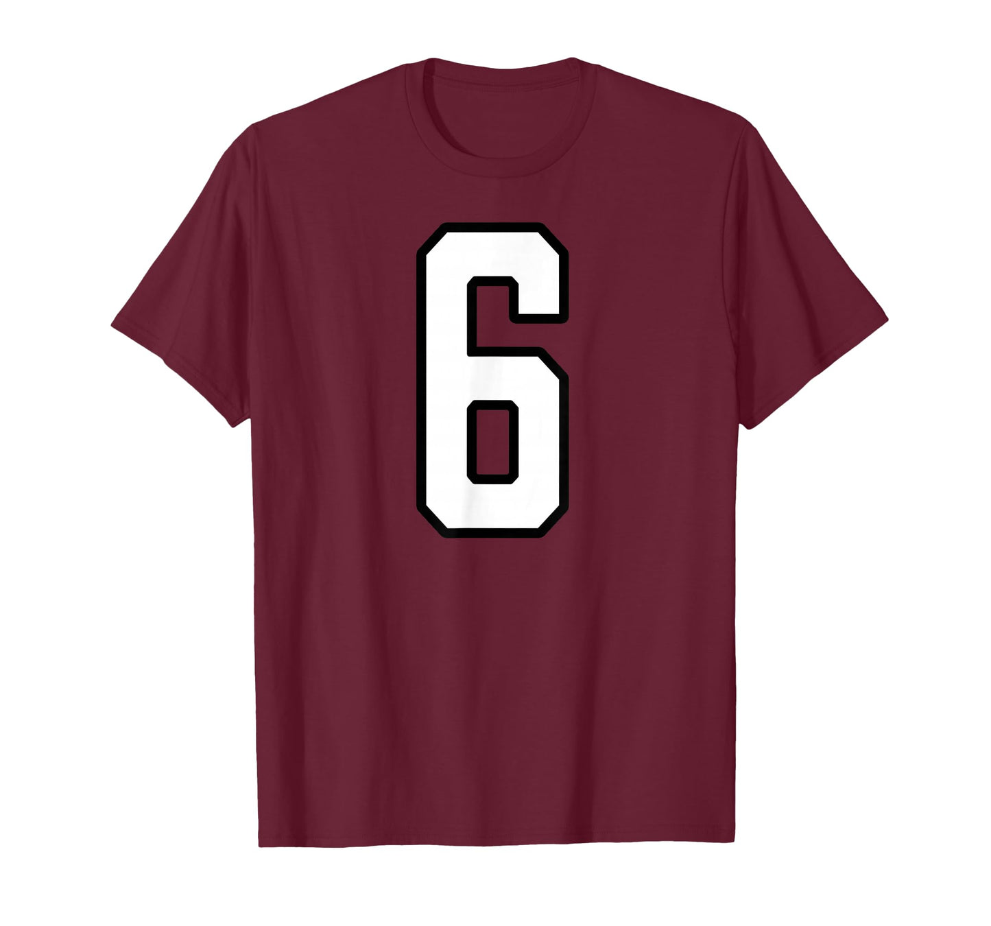 White and Black Sports Number 6 Jersey Uniform Player T-Shirt