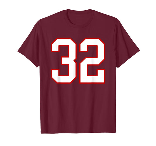 White and Red Sports Number 32 Jersey Uniform Player T-Shirt
