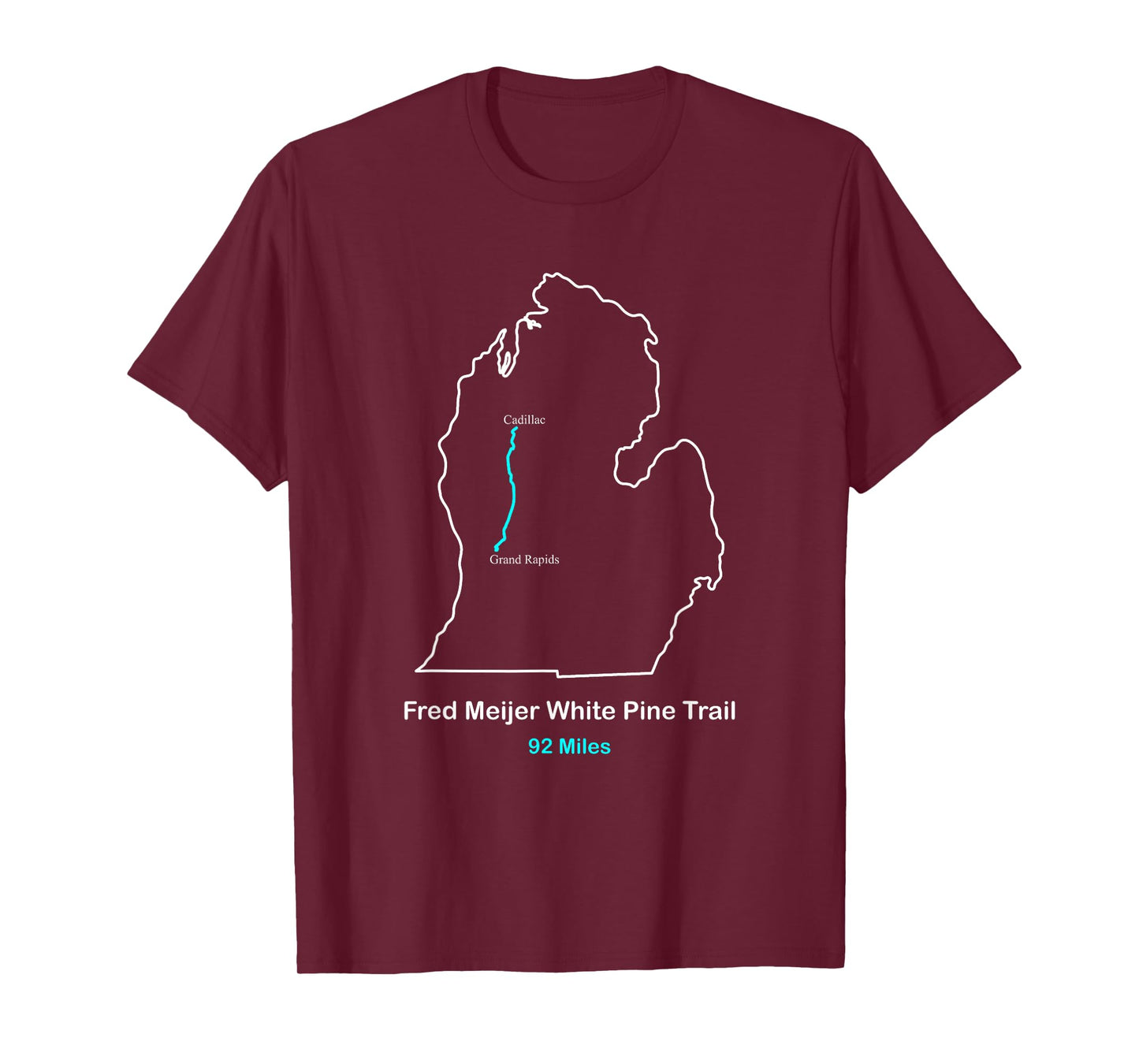 Route Map of the Fred Meijer White-Pine Trail T-Shirt