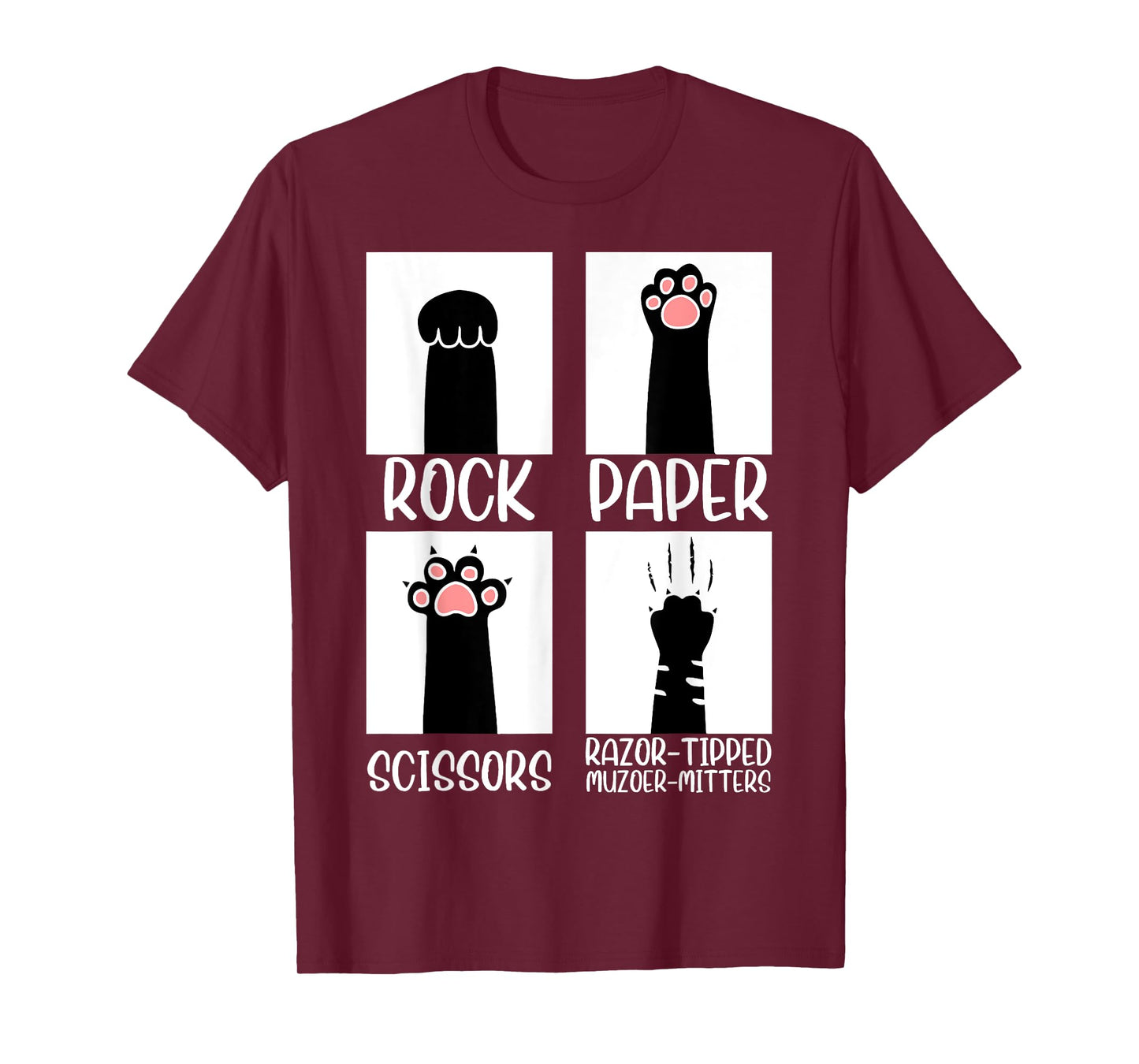 Rock Paper Scissors Hand Game Cute Paw Funny Cat Men Women T-Shirt