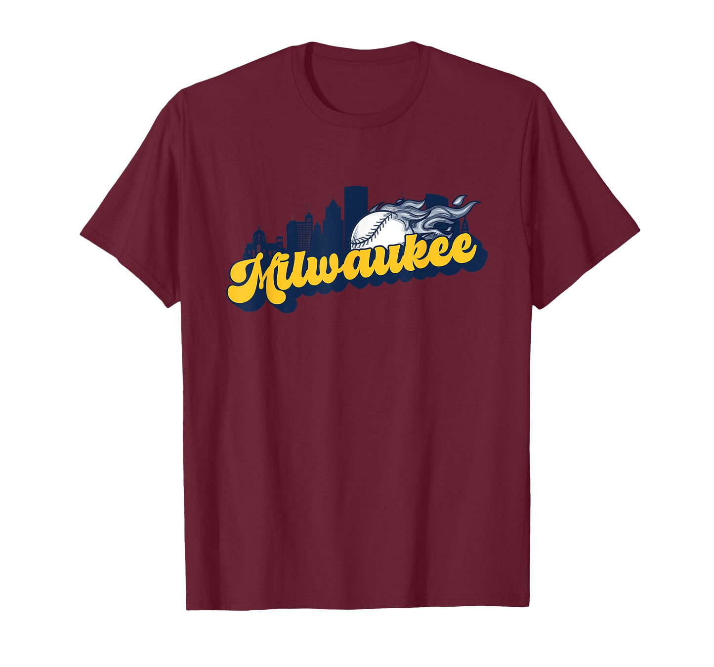Milwaukee Baseball Vintage City Skyline Retro Baseball Lover T-Shirt