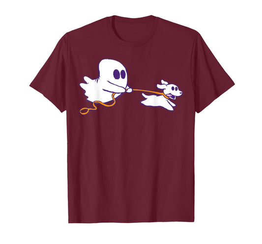 Cute Ghost Dog Walker Graphic Halloween Costume T-Shirt